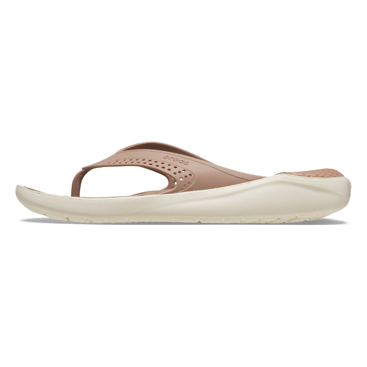 Slapi Crocs LiteRide Flip Maro - Latte/Stucco - poza 3