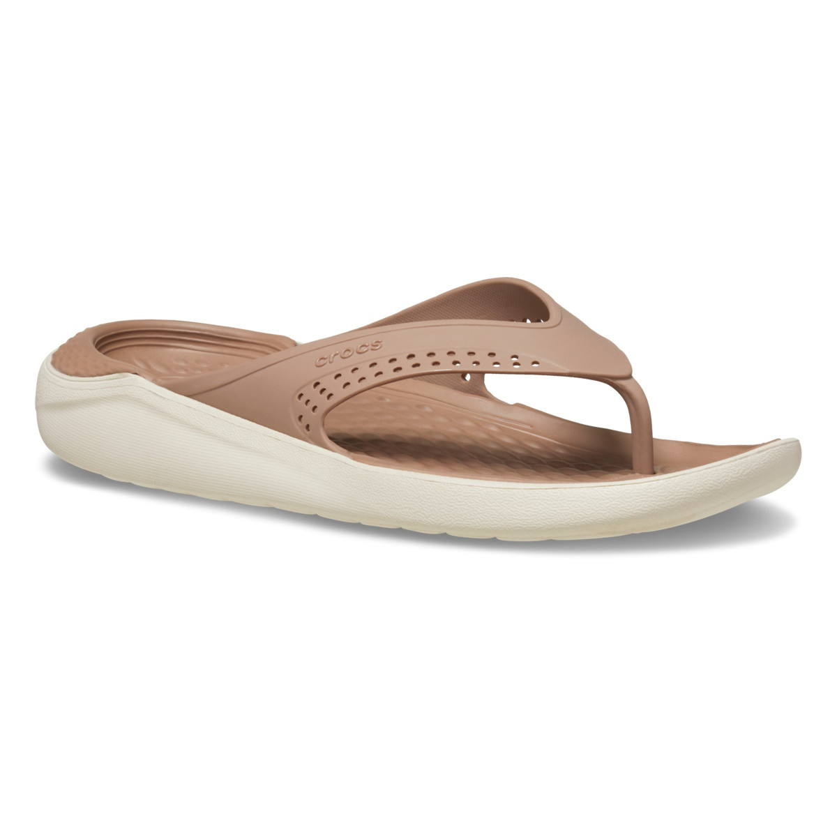 Slapi Crocs LiteRide Flip Maro - Latte/Stucco - poza 2
