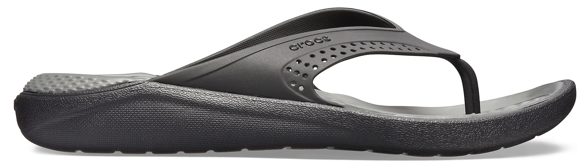 Slapi Crocs LiteRide Flip Negru - Black/Slate Grey - poza 1