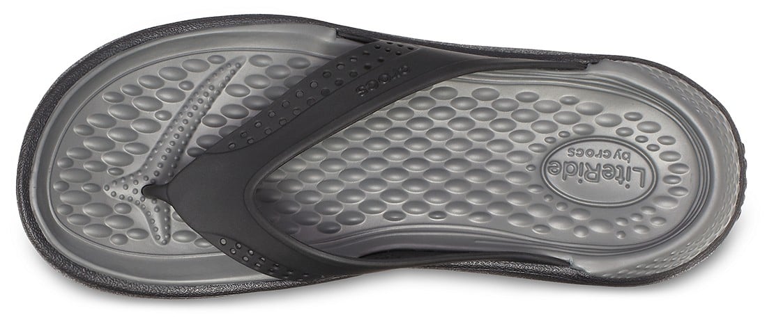 Slapi Crocs LiteRide Flip Negru - Black/Slate Grey - poza 3