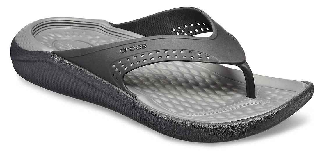 Slapi Crocs LiteRide Flip Negru - Black/Slate Grey - poza 2