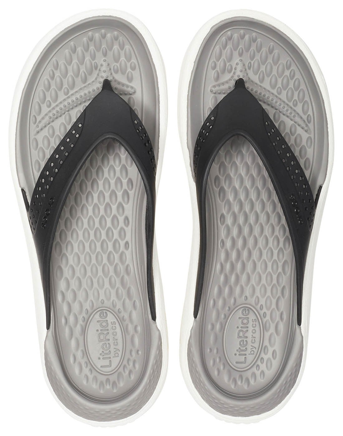 Slapi Crocs LiteRide Flip Negru - Black/Smoke - poza 2