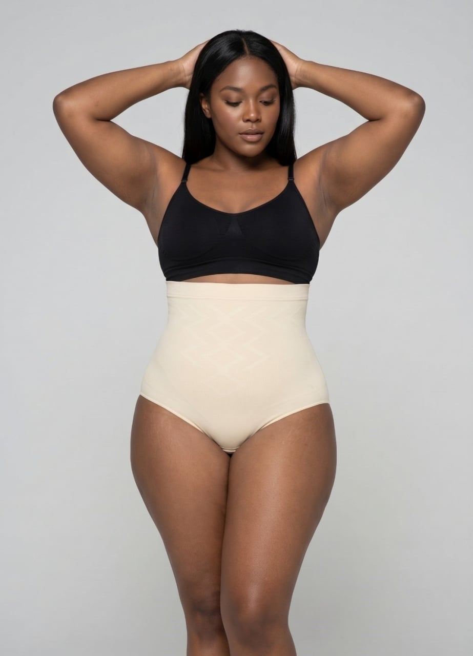 Slip Modelator Premium cu Talie Inalta pentru Abdomen si Talie, 53601, bej - poza 1