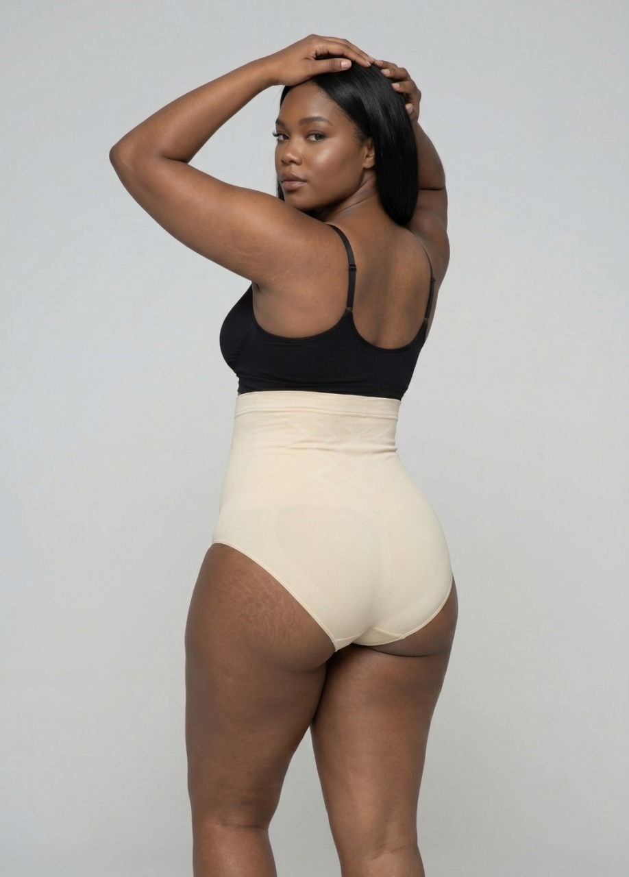Slip Modelator Premium cu Talie Inalta pentru Abdomen si Talie, 53601, bej - poza 3