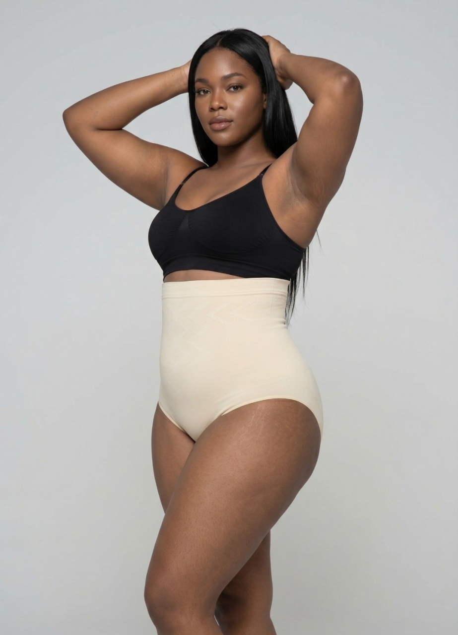 Slip Modelator Premium cu Talie Inalta pentru Abdomen si Talie, 53601, bej - poza 4