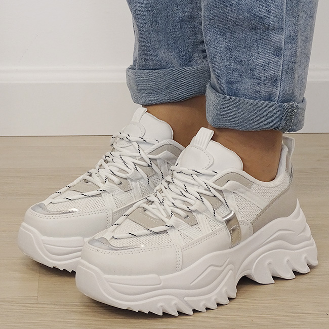 Sneakers albi cu talpa groasa DKB9201 M4