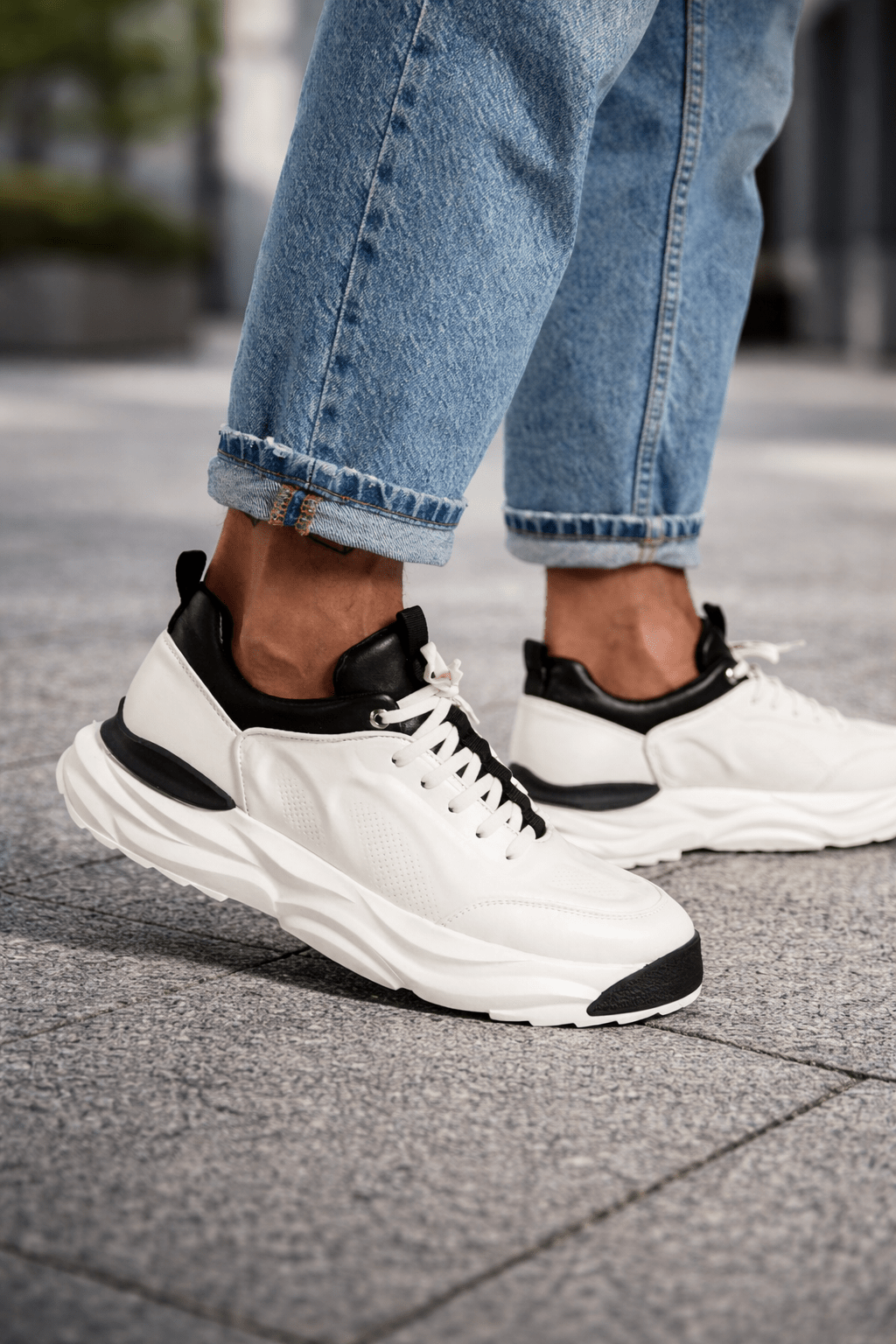 Sneakers Barbati din Piele Barbati Albi - Mykhailo