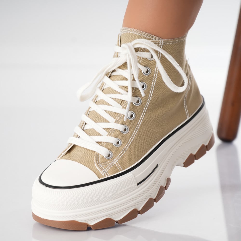 Sneakers dama Bej Textil Panza Florencia - poza 1