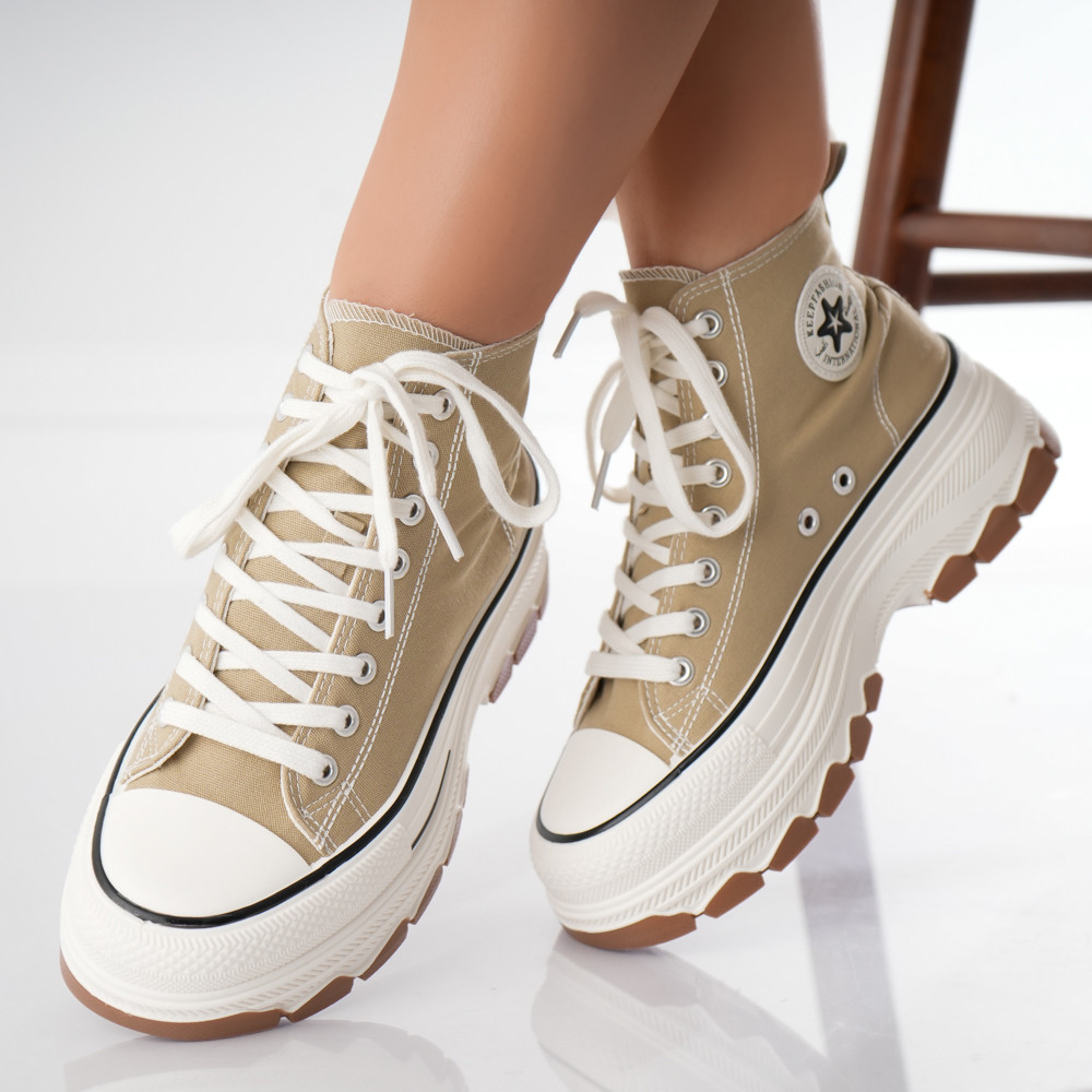 Sneakers dama Bej Textil Panza Florencia - poza 2