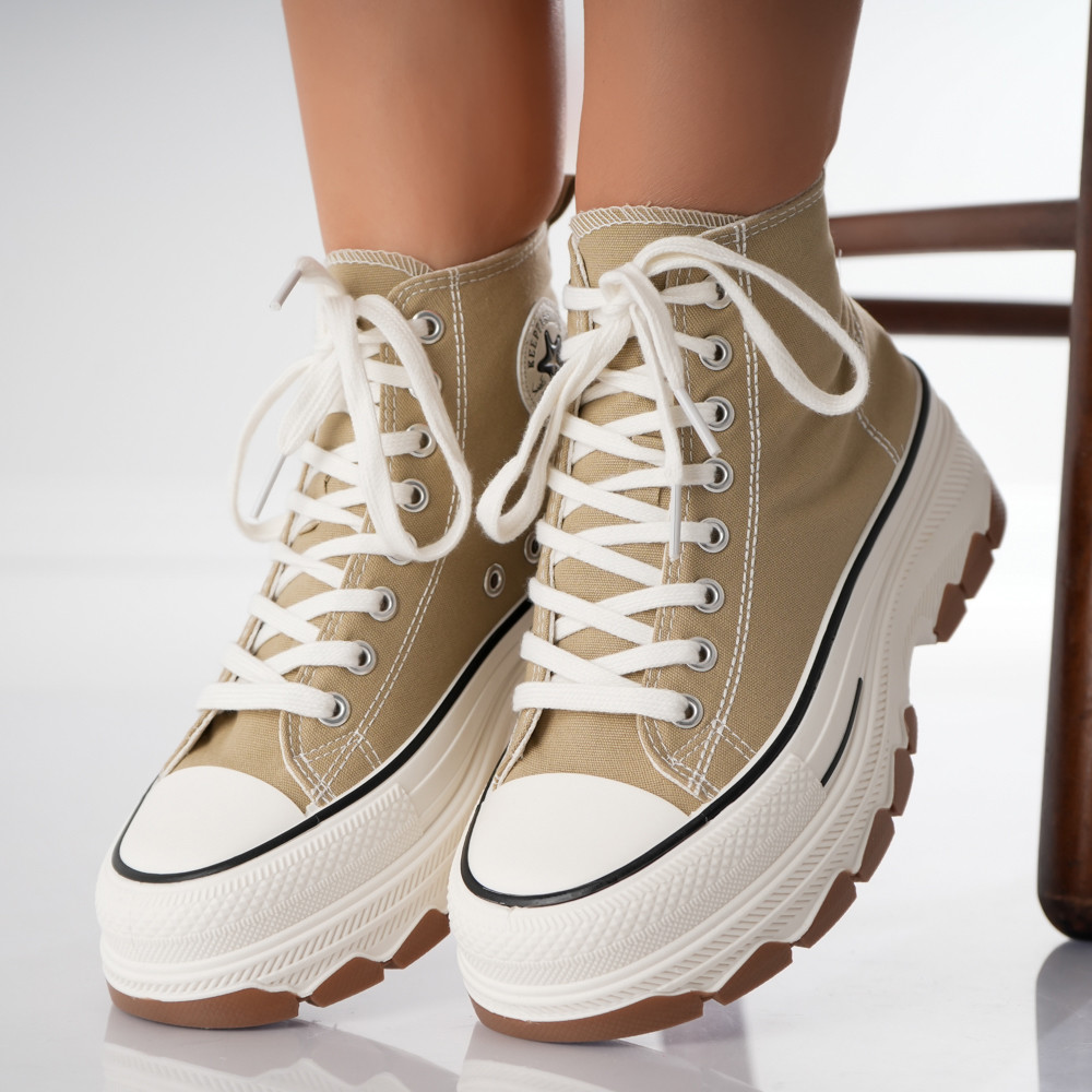 Sneakers dama Bej Textil Panza Florencia - poza 3