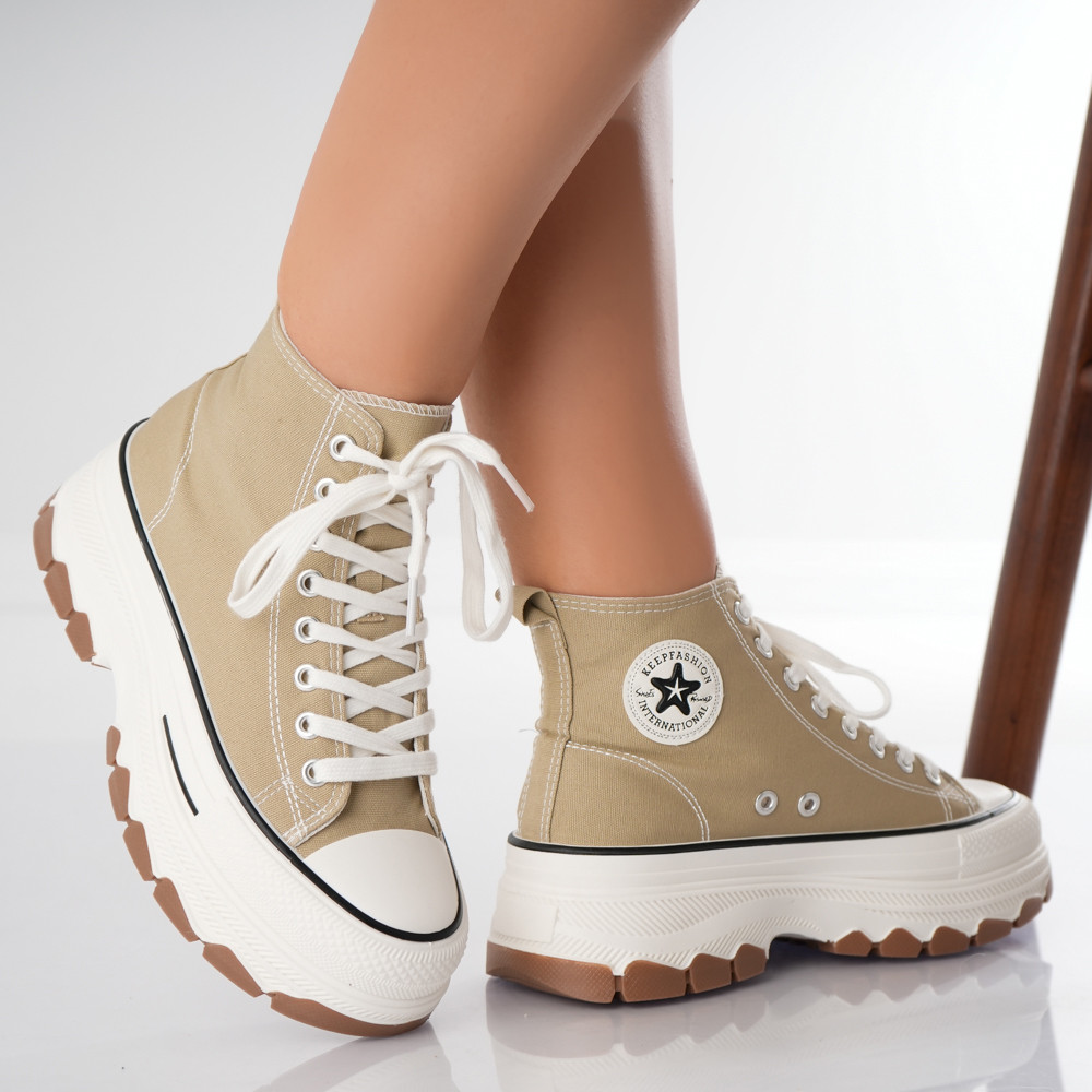 Sneakers dama Bej Textil Panza Florencia - poza 4