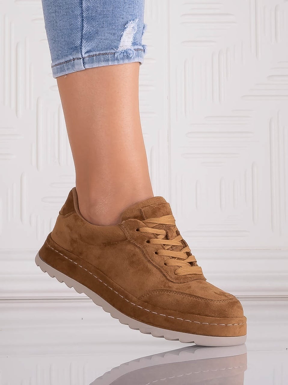Sneakers dama Camel din Piele Ecologica Intoarsa Daliva - poza 1