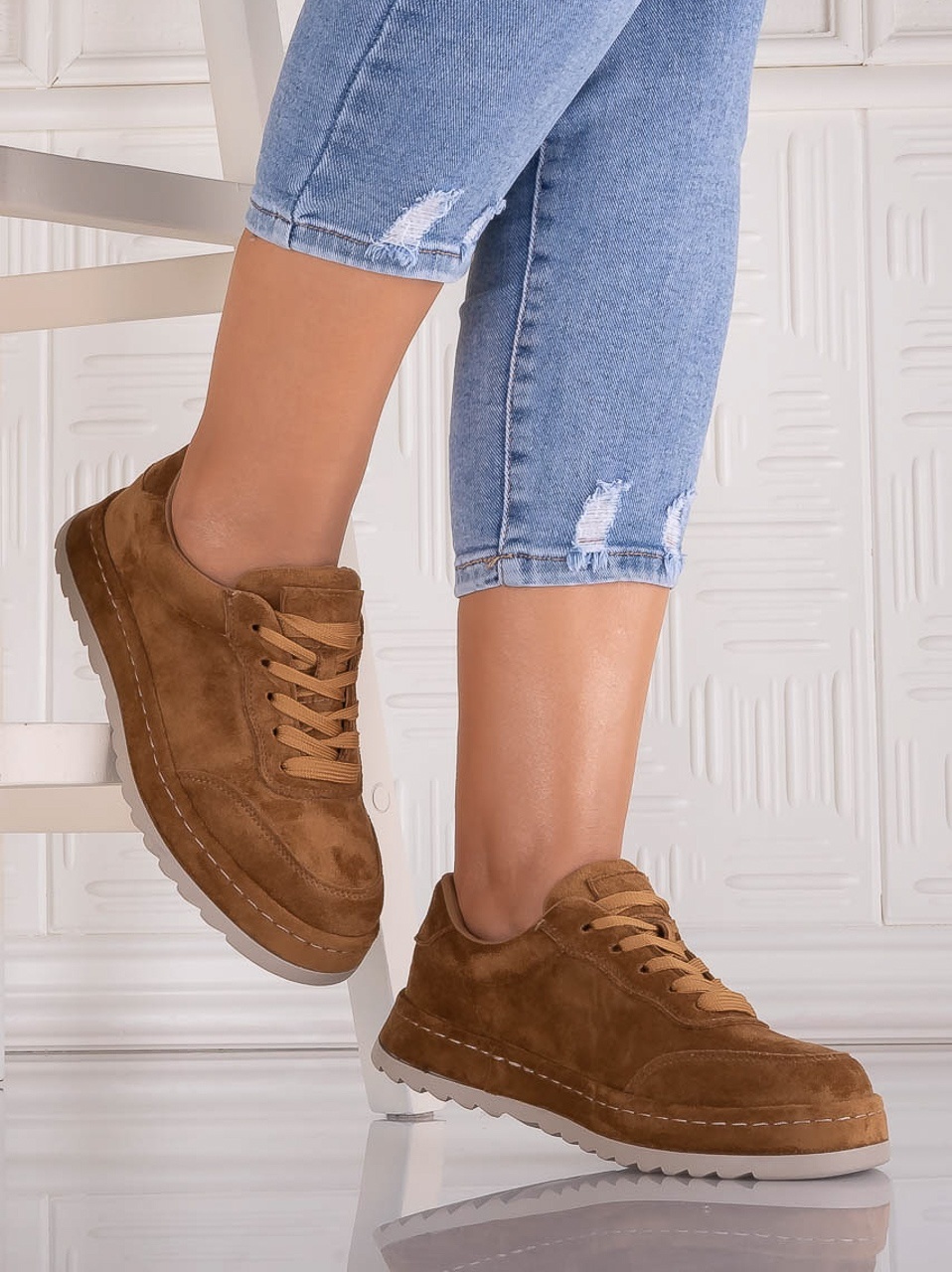 Sneakers dama Camel din Piele Ecologica Intoarsa Daliva - poza 2
