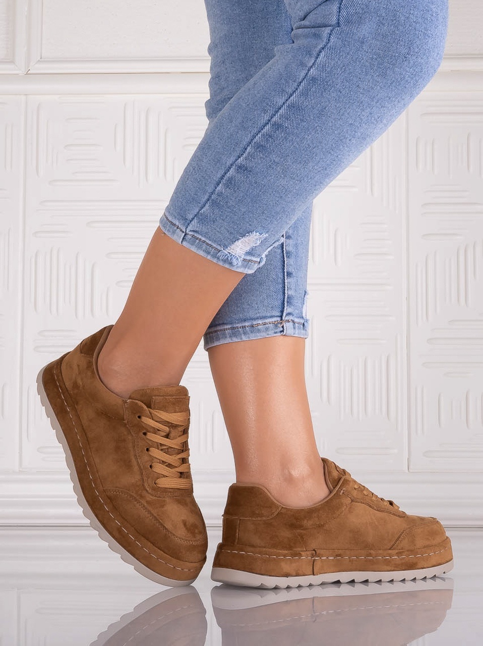 Sneakers dama Camel din Piele Ecologica Intoarsa Daliva - poza 3