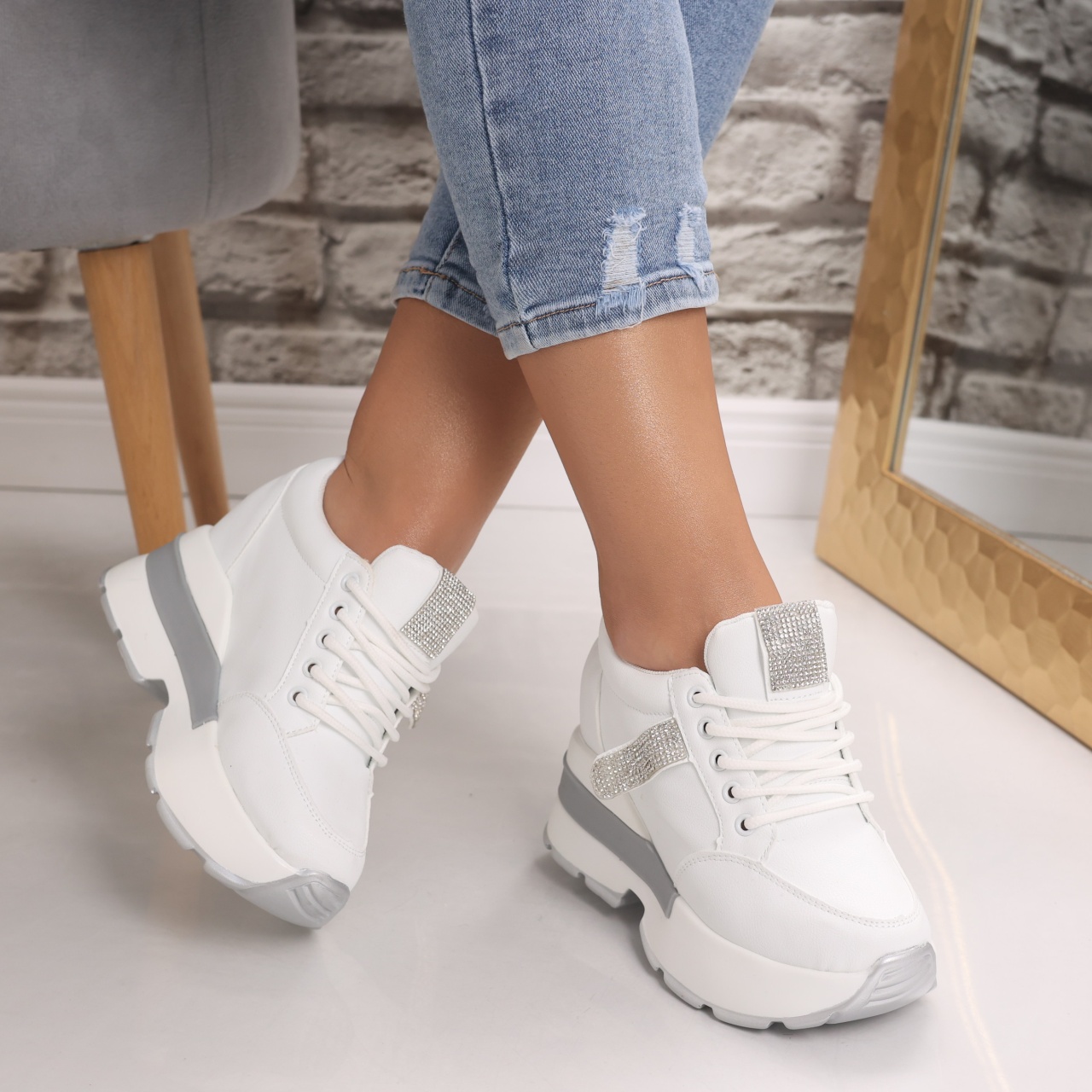 Sneakers dama cu platforma Albi din Piele Ecologica Atola - poza 2