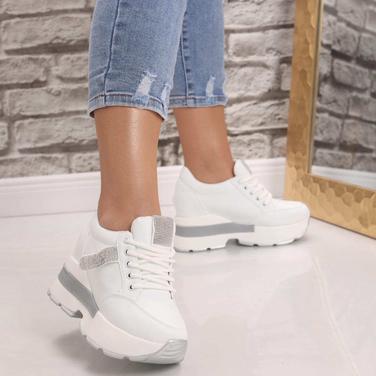 Sneakers dama cu platforma Albi din Piele Ecologica Atola - poza 3
