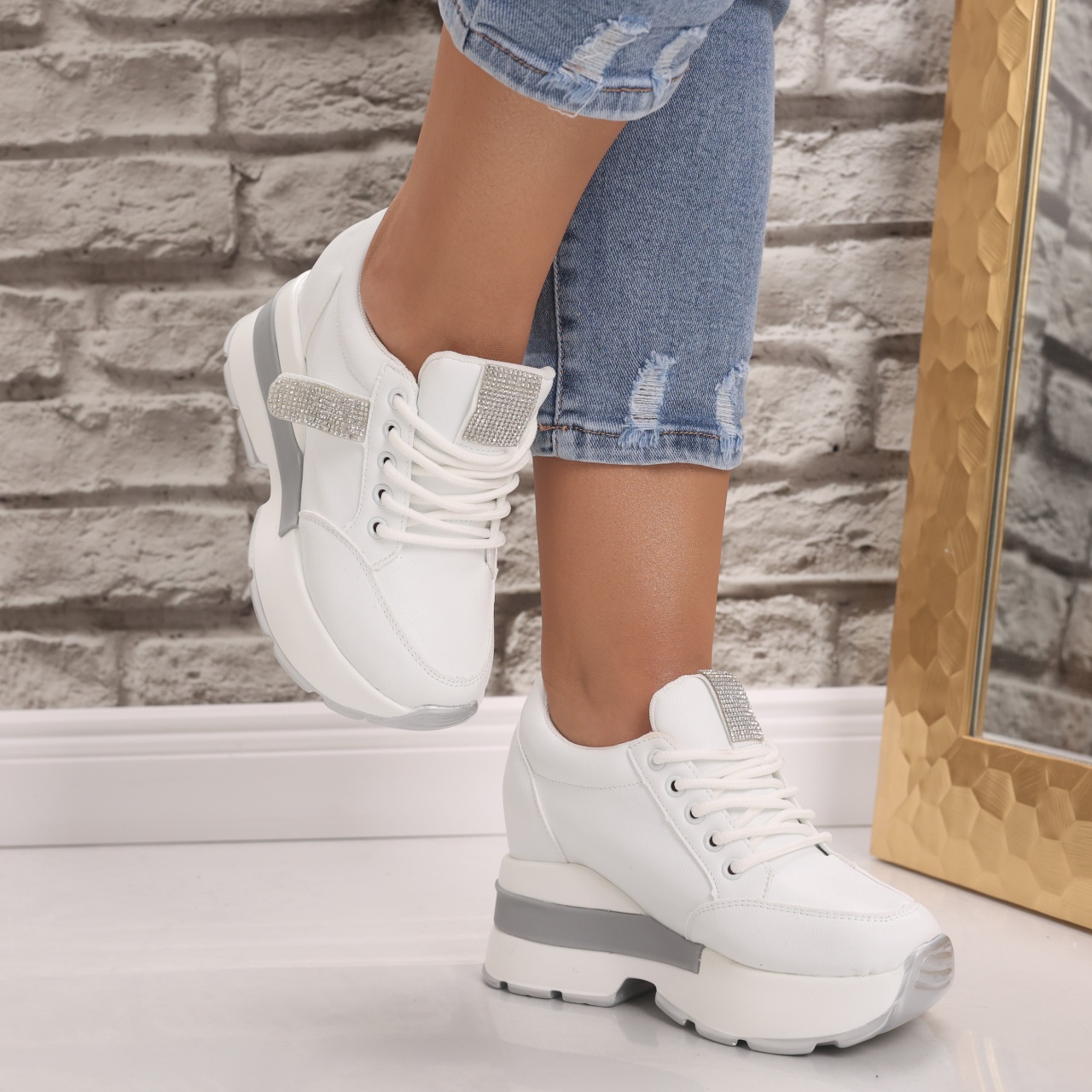 Sneakers dama cu platforma Albi din Piele Ecologica Atola - poza 4