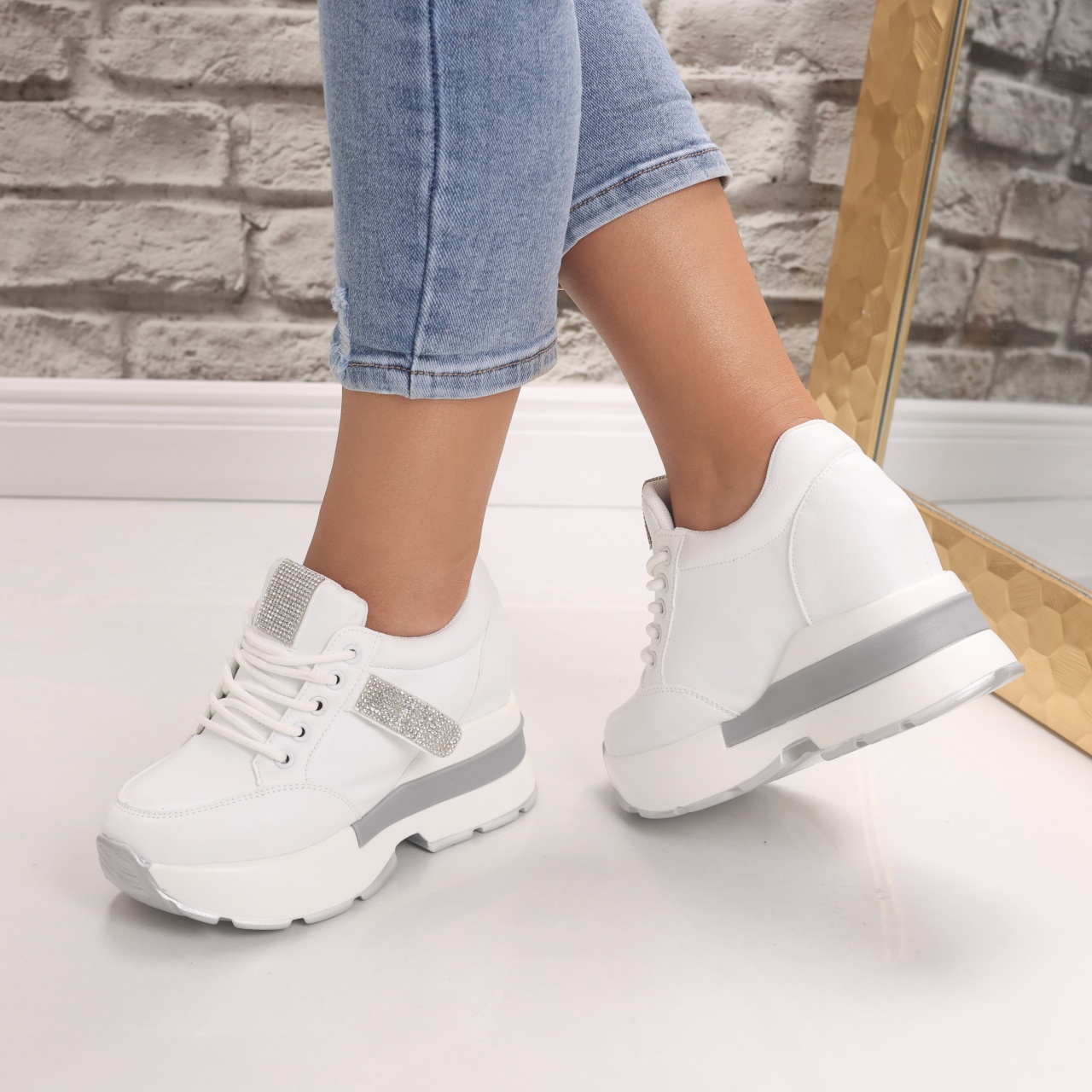 Sneakers dama cu platforma Albi din Piele Ecologica Atola - poza 5