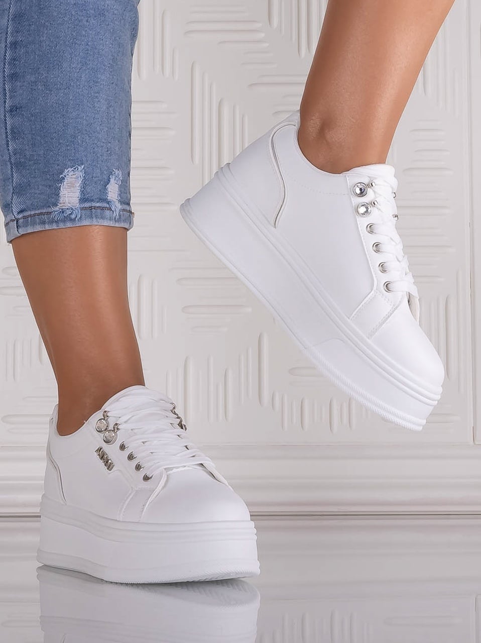 Sneakers dama cu platforma Albi din Piele Ecologica Dalenea - poza 1