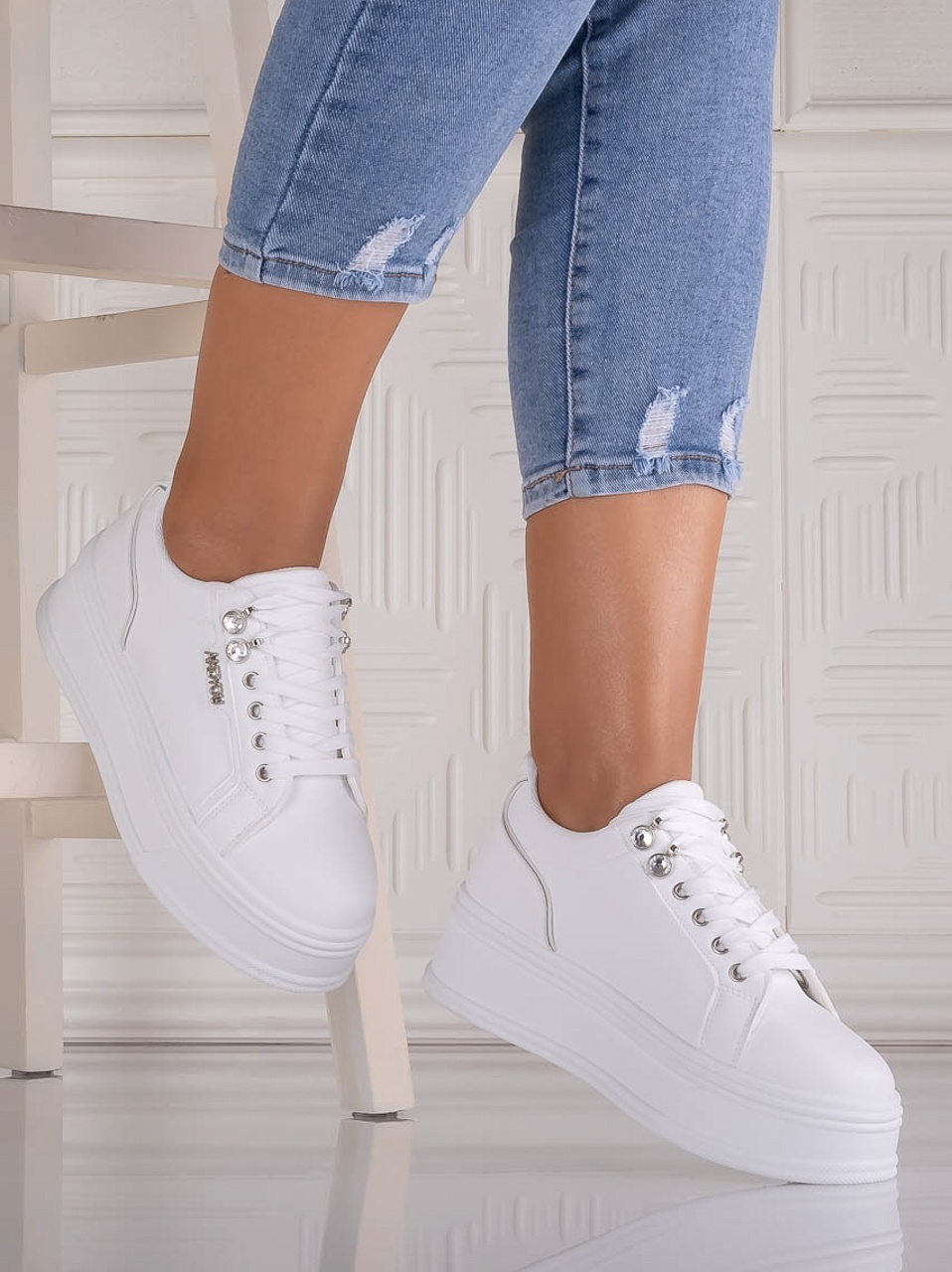 Sneakers dama cu platforma Albi din Piele Ecologica Dalenea - poza 2
