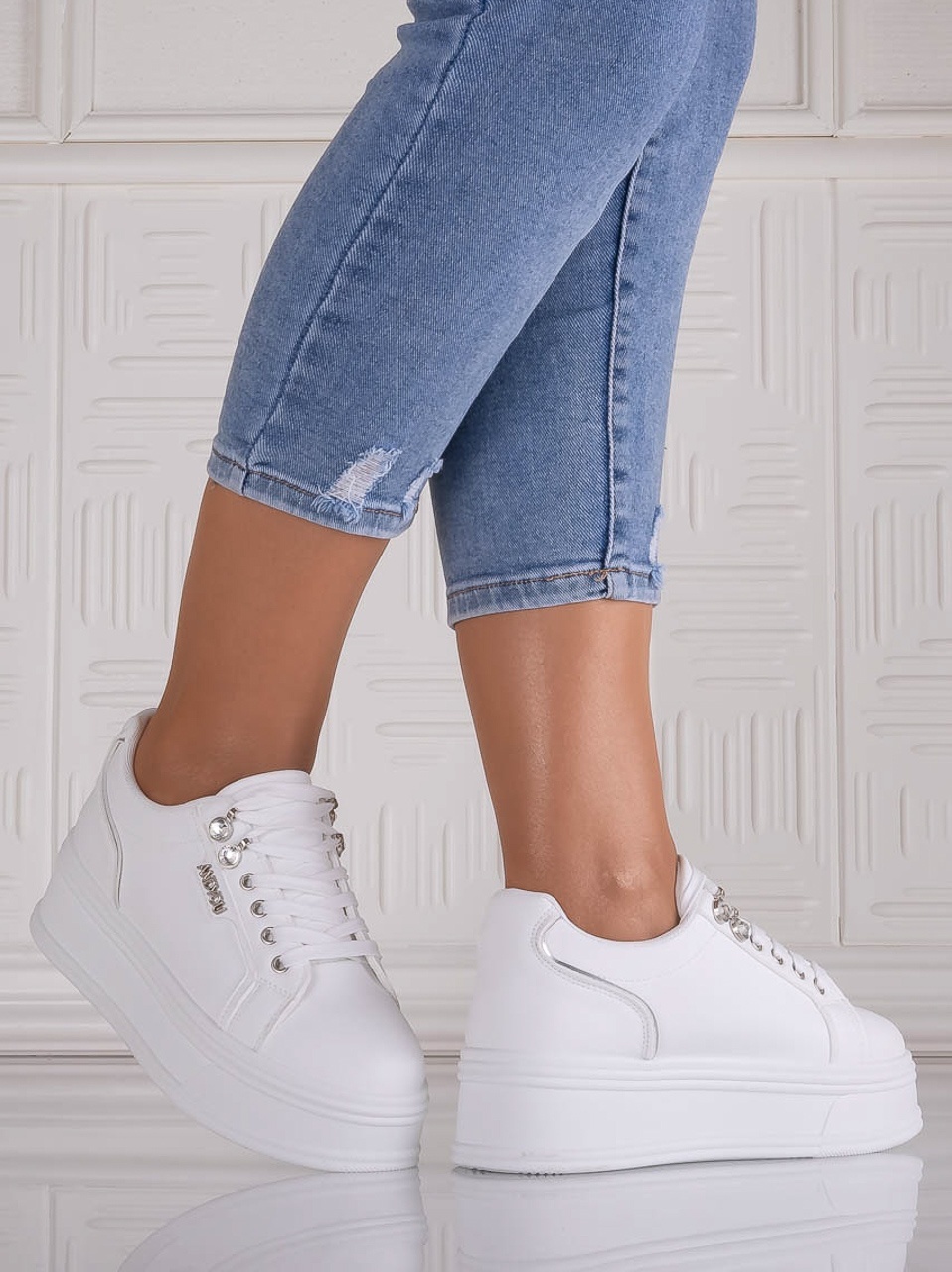 Sneakers dama cu platforma Albi din Piele Ecologica Dalenea - poza 3
