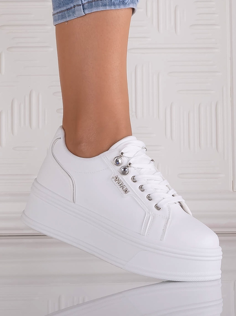 Sneakers dama cu platforma Albi din Piele Ecologica Dalenea - poza 4