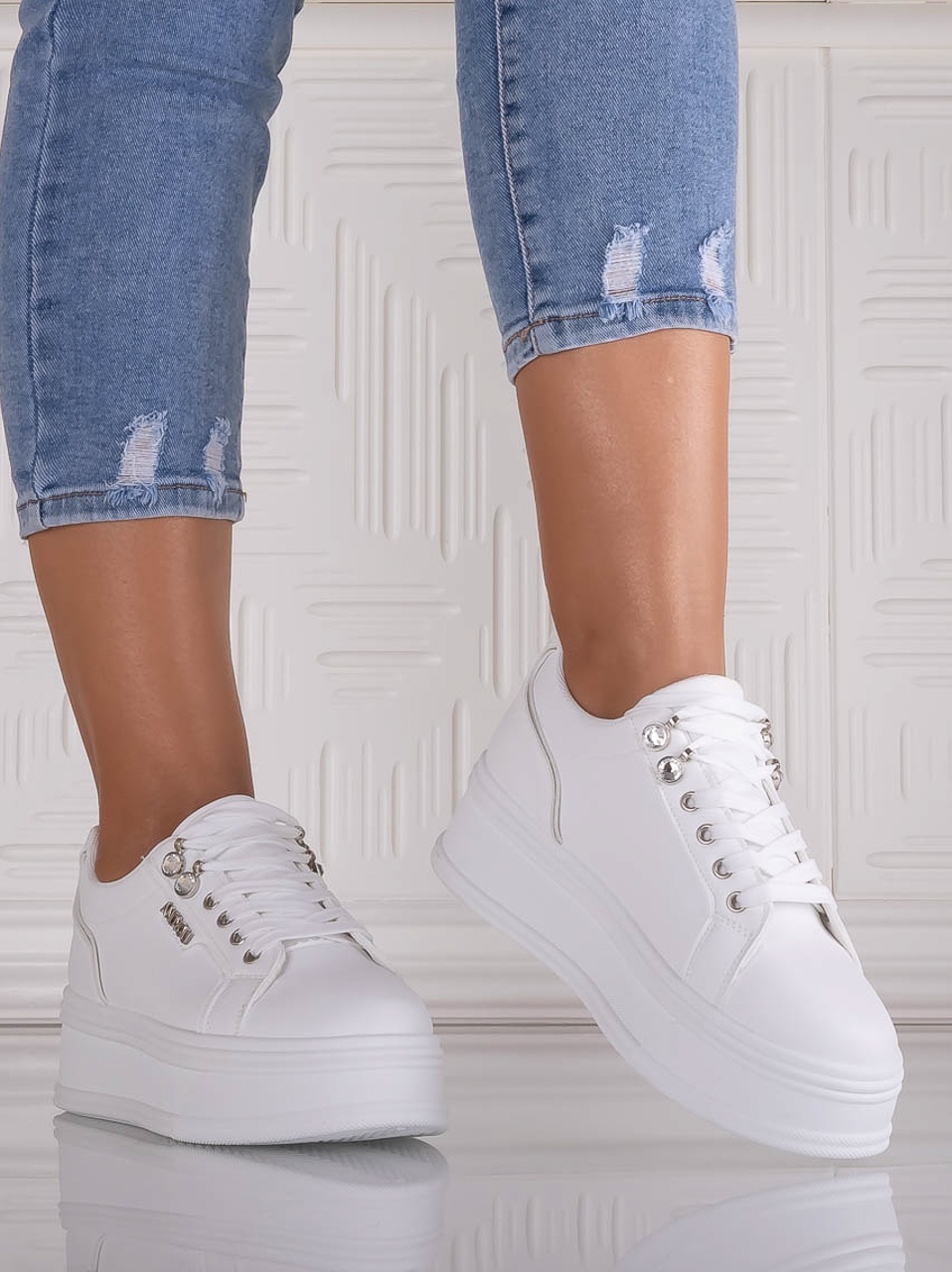 Sneakers dama cu platforma Albi din Piele Ecologica Dalenea - poza 5