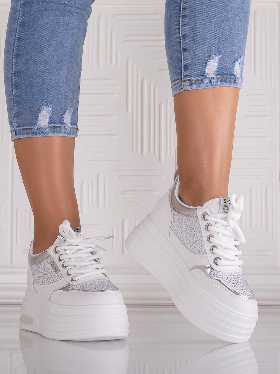 Sneakers dama cu platforma Albi din Piele Ecologica Danisia - poza 1