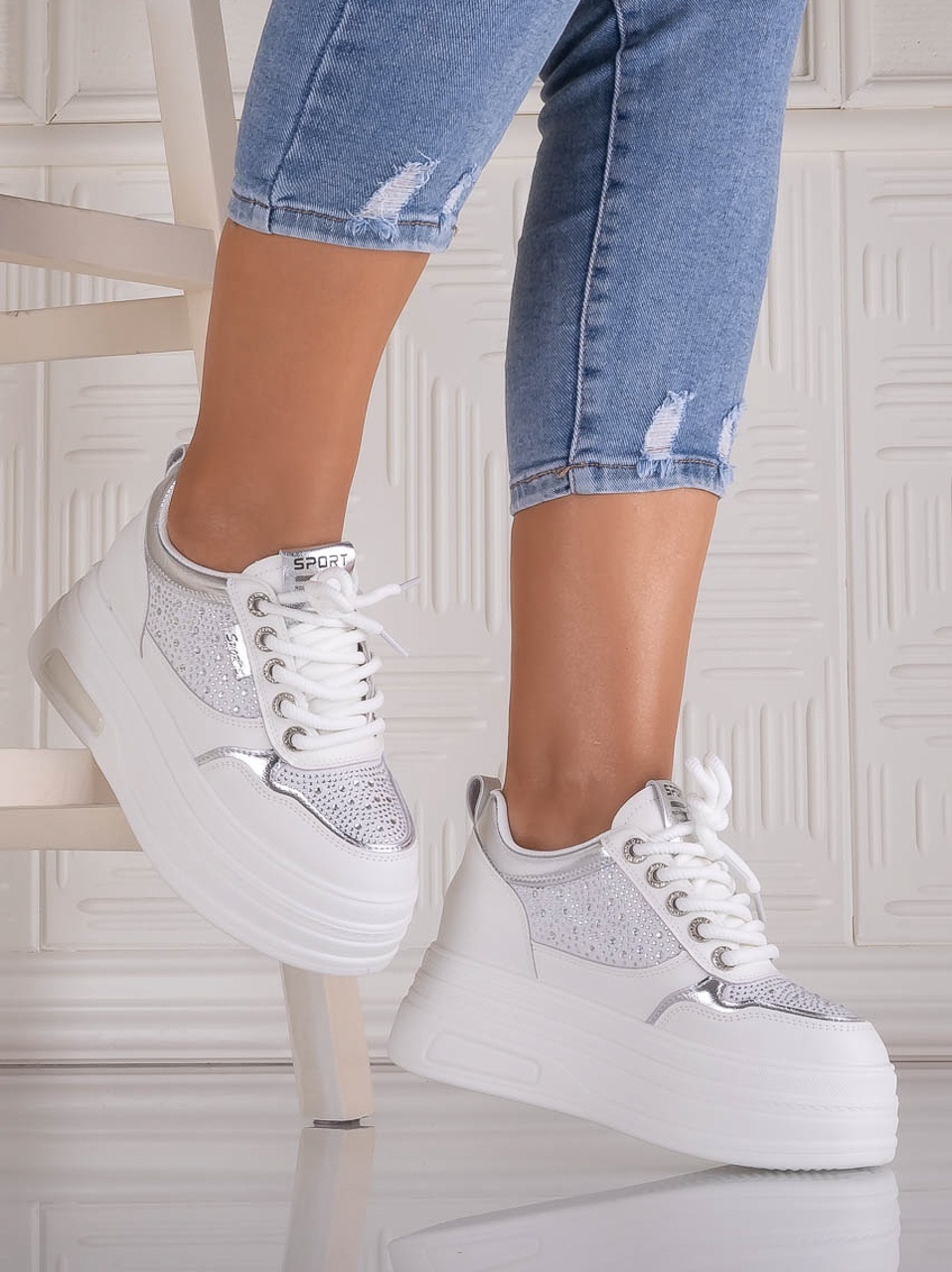 Sneakers dama cu platforma Albi din Piele Ecologica Danisia - poza 3