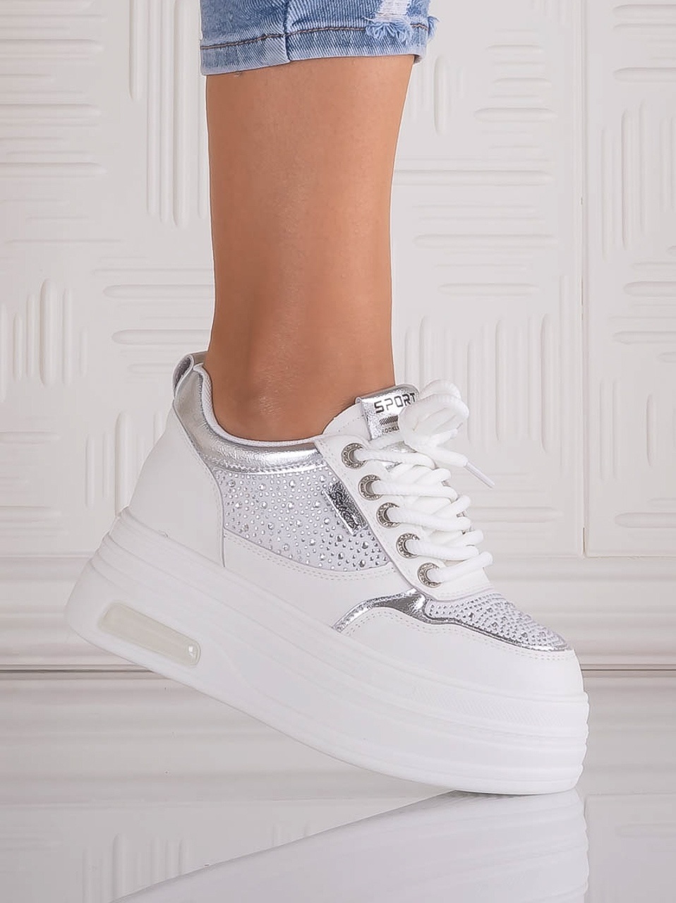Sneakers dama cu platforma Albi din Piele Ecologica Danisia - poza 4