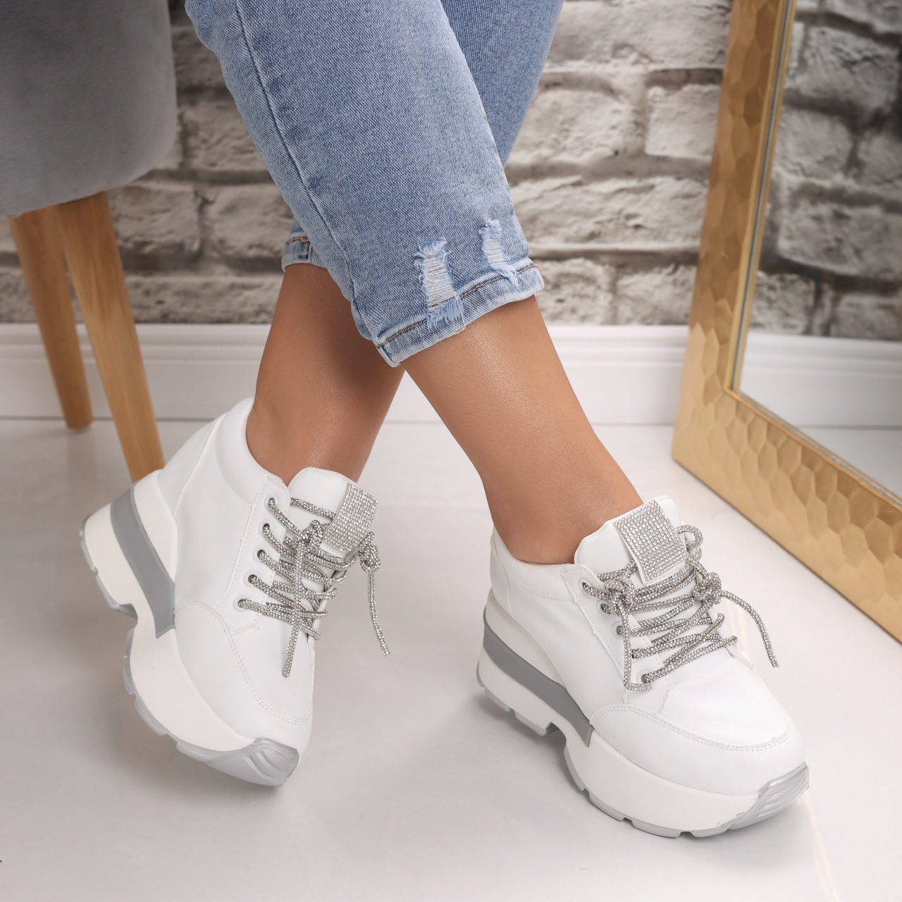 Sneakers dama cu platforma Albi din Piele Ecologica Norota - poza 2