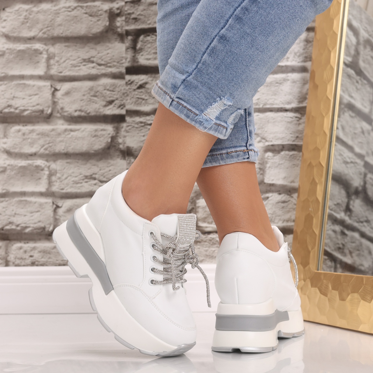 Sneakers dama cu platforma Albi din Piele Ecologica Norota - poza 3
