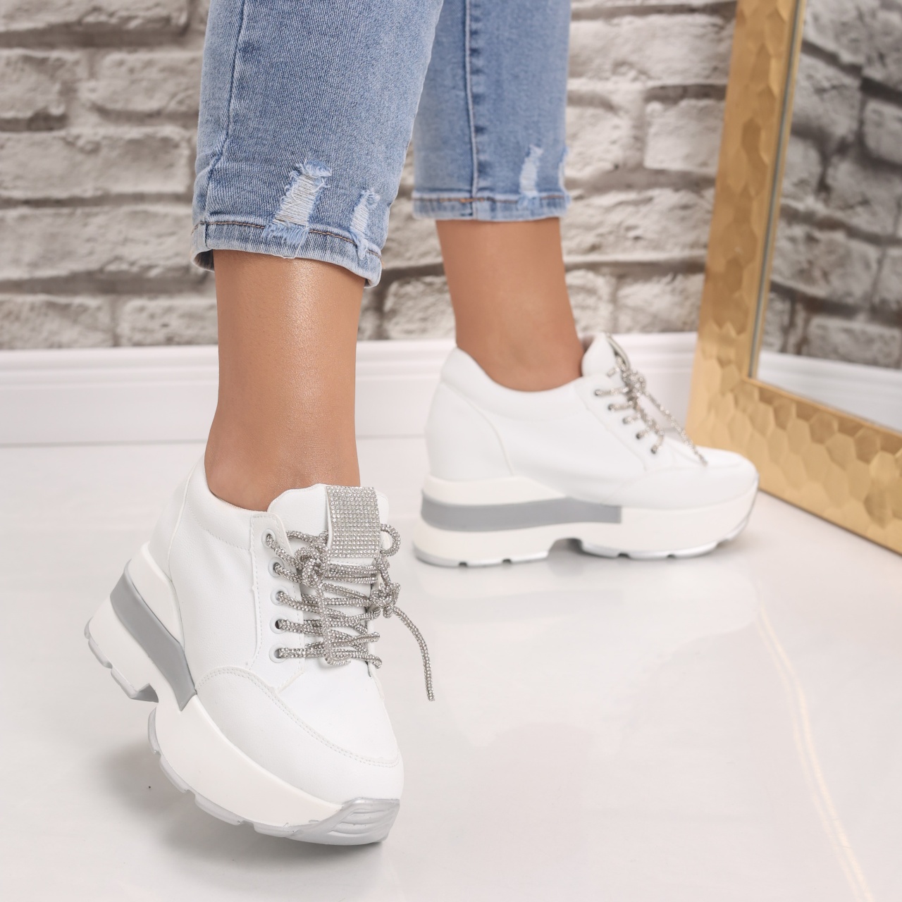 Sneakers dama cu platforma Albi din Piele Ecologica Norota - poza 4