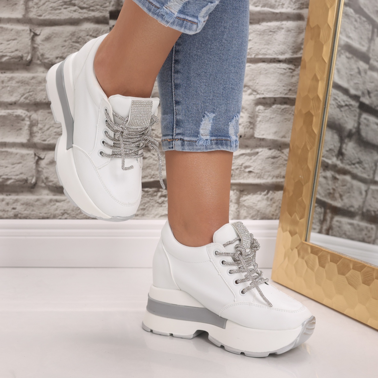Sneakers dama cu platforma Albi din Piele Ecologica Norota - poza 5
