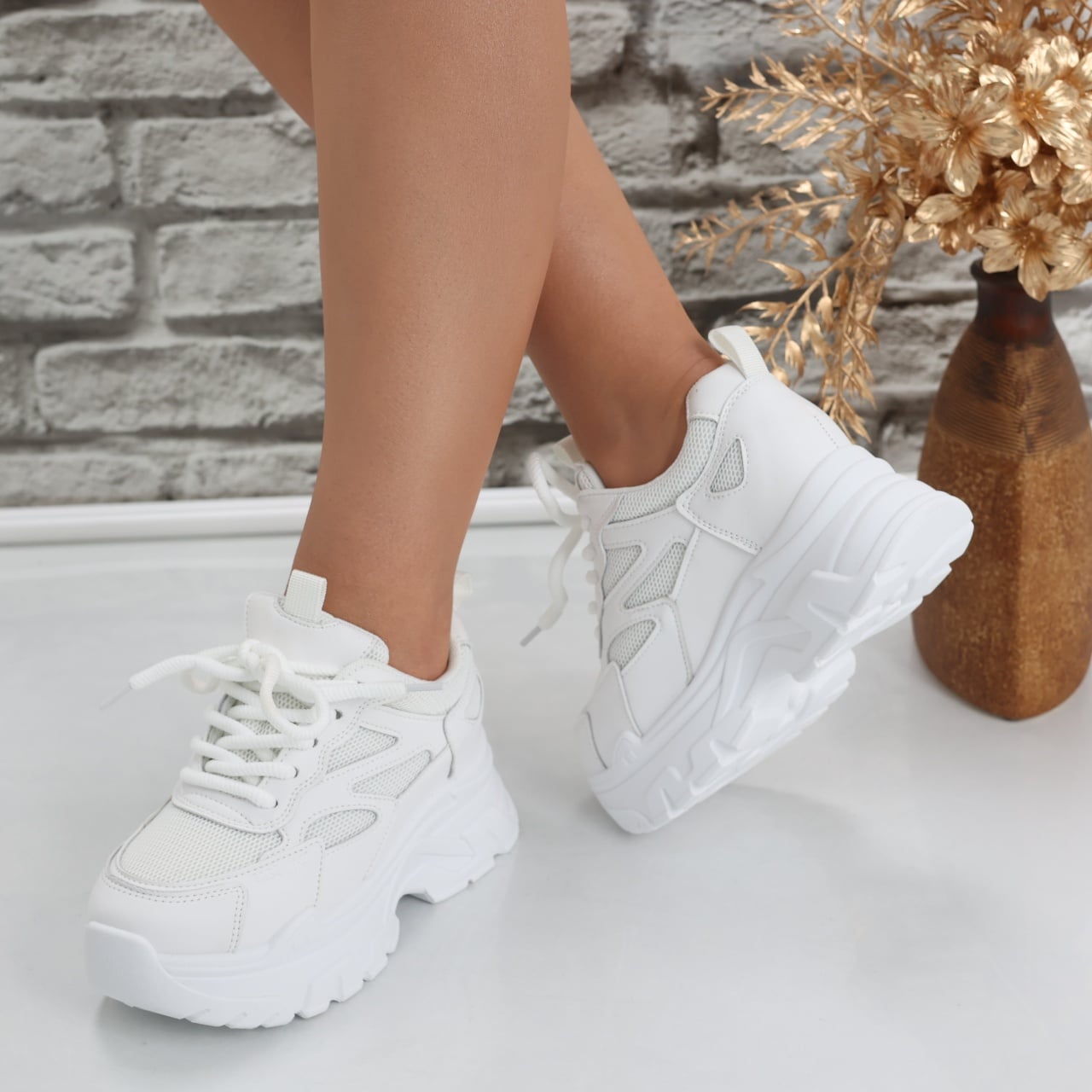 Sneakers dama cu platforma Albi din Piele Ecologica/Textil Norla - poza 1