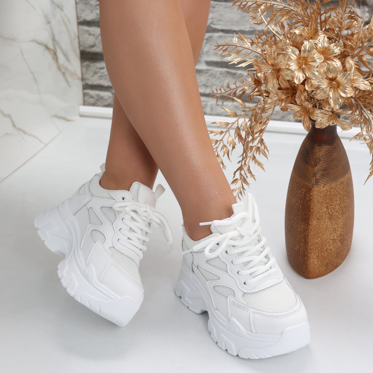 Sneakers dama cu platforma Albi din Piele Ecologica/Textil Norla - poza 3