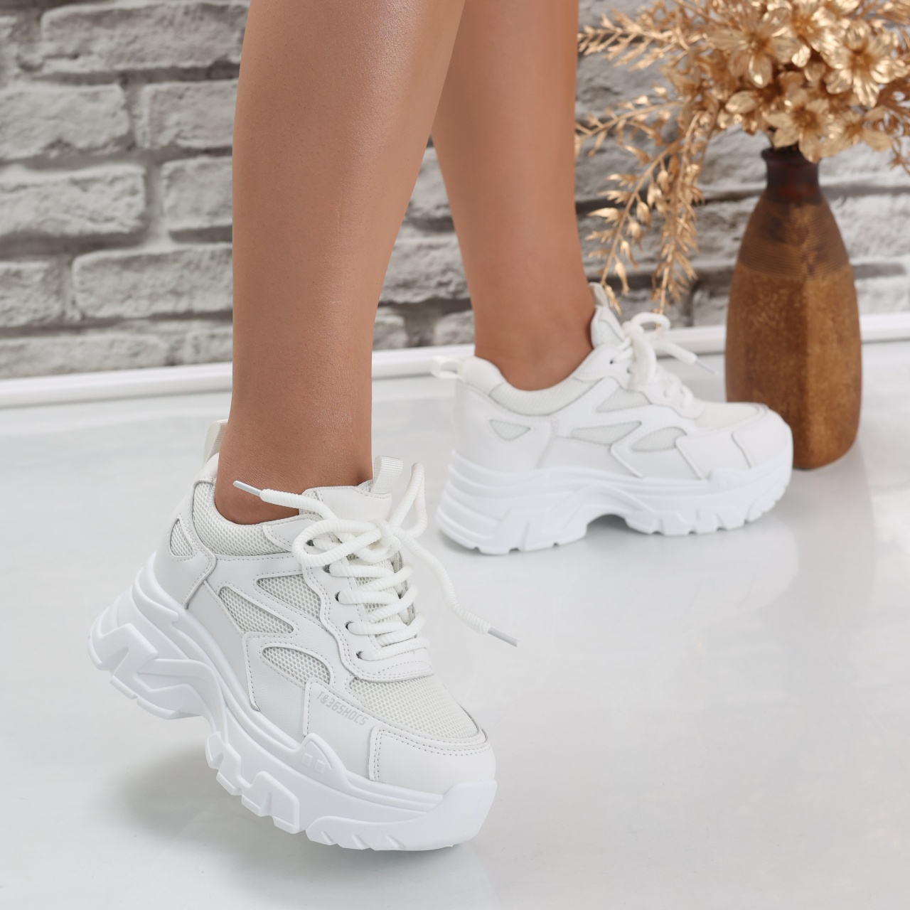Sneakers dama cu platforma Albi din Piele Ecologica/Textil Norla - poza 5