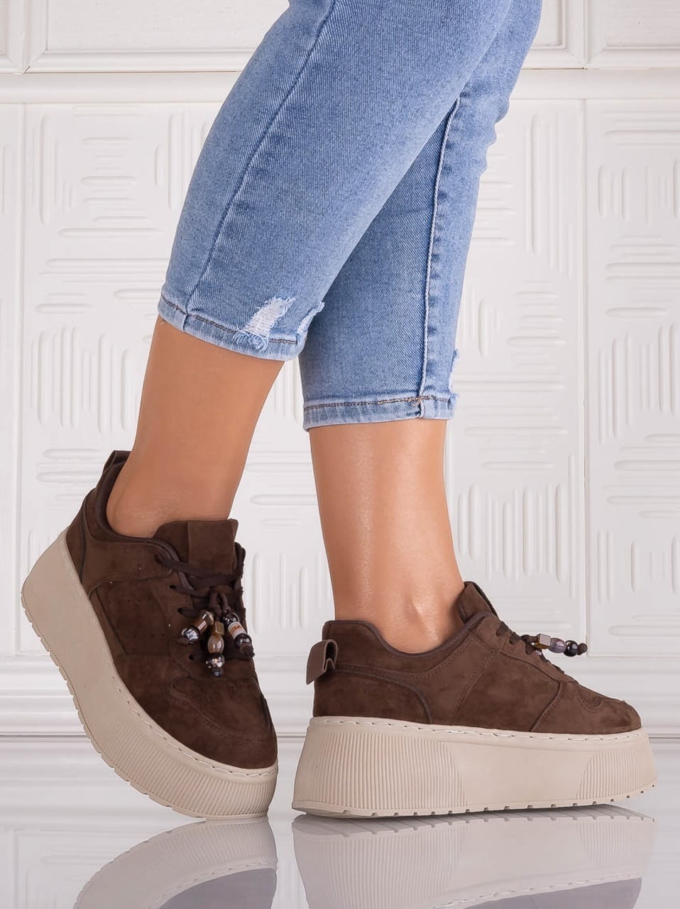 Sneakers dama cu platforma Maro din Piele Ecologica Intoarsa Arenia - poza 3