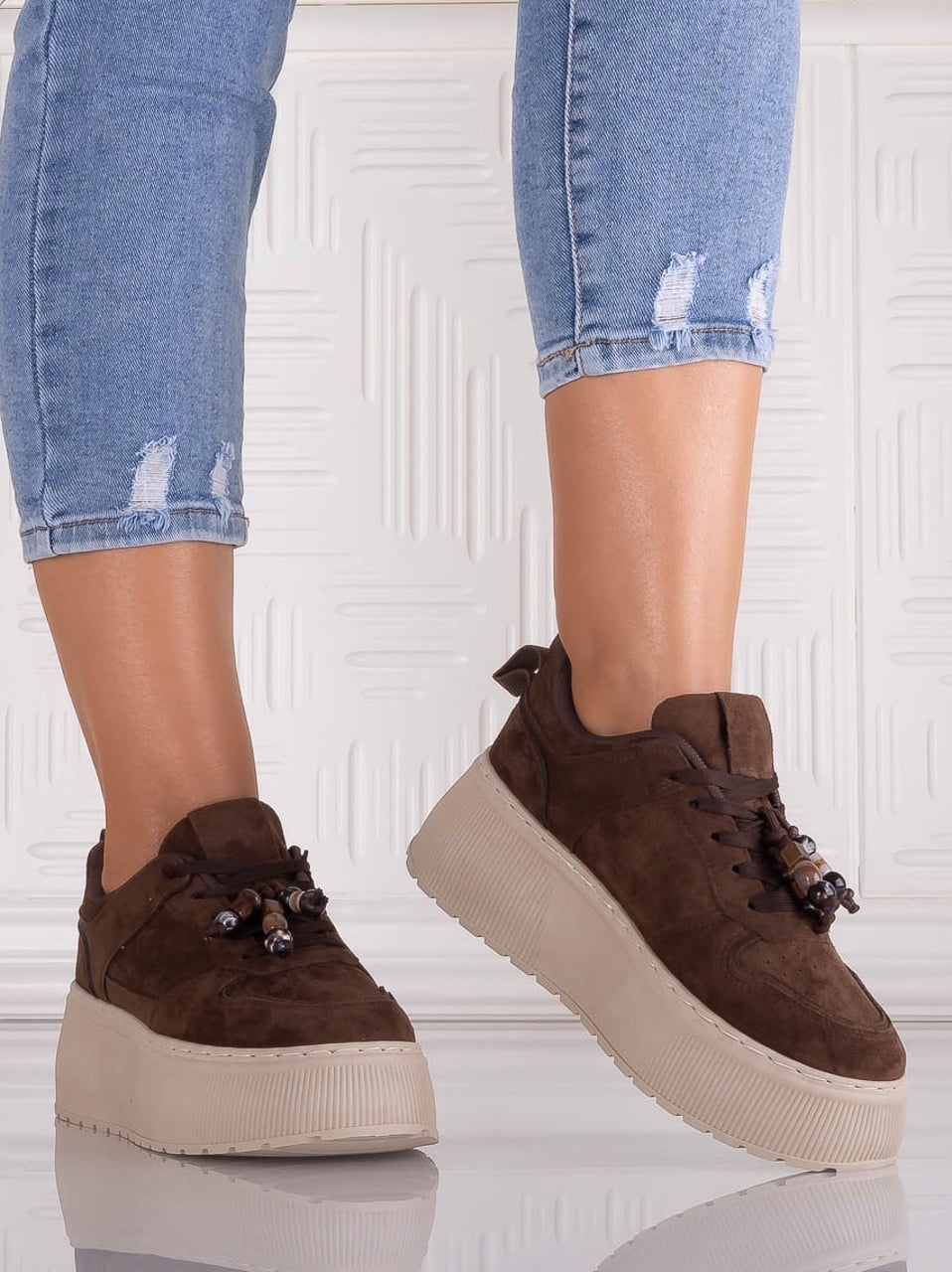 Sneakers dama cu platforma Maro din Piele Ecologica Intoarsa Arenia - poza 5