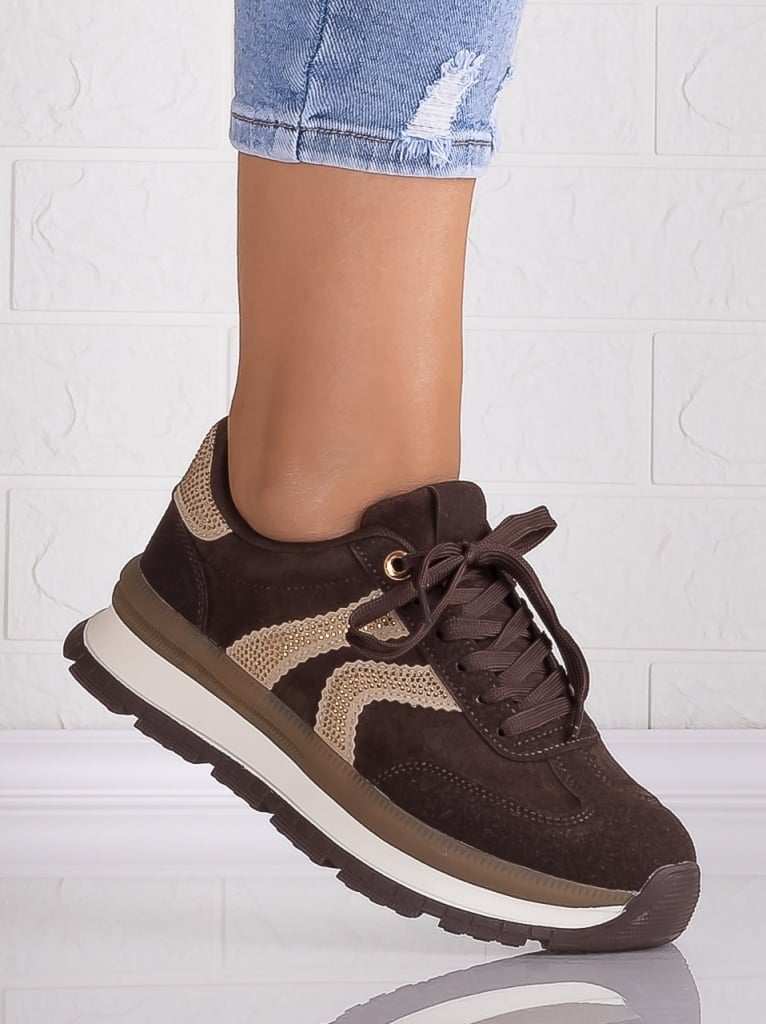 Sneakers dama cu platforma Maro din Piele Ecologica Intoarsa Suziana - poza 3