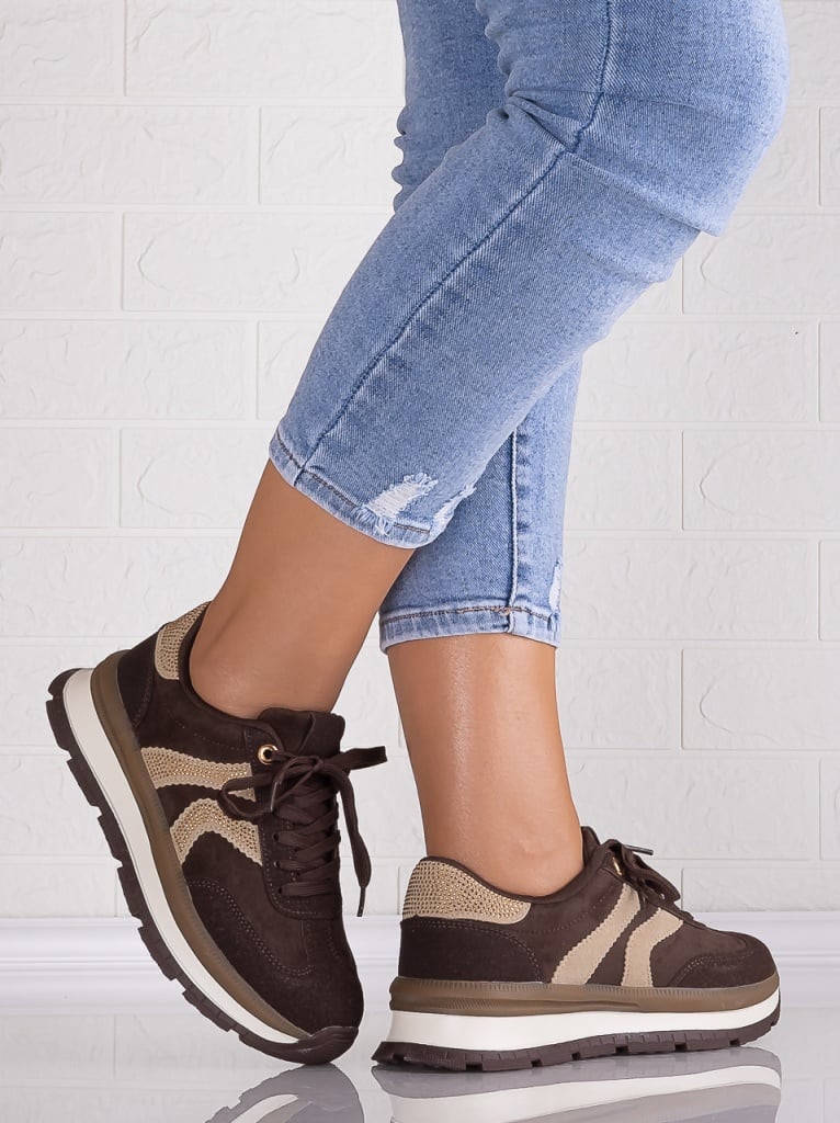 Sneakers dama cu platforma Maro din Piele Ecologica Intoarsa Suziana - poza 4