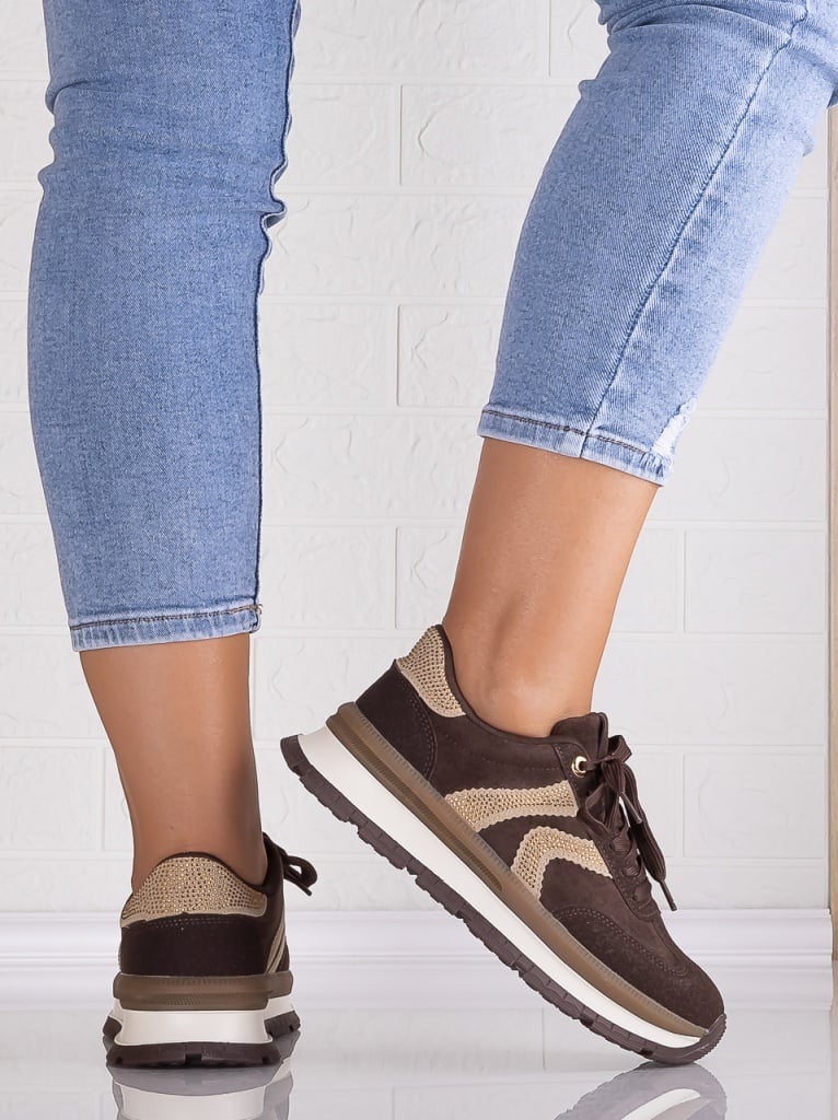 Sneakers dama cu platforma Maro din Piele Ecologica Intoarsa Suziana - poza 5