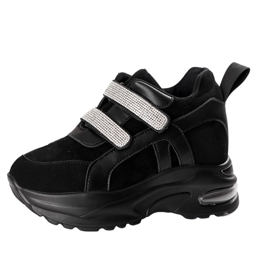 Sneakers dama cu Platforma Negri din Piele Ecologica Intoarsa Avola - poza 5