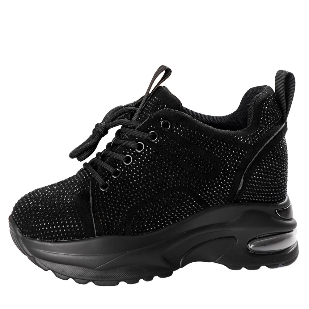 Sneakers dama cu Platforma Negri din Piele Ecologica Intoarsa Voyas - poza 5