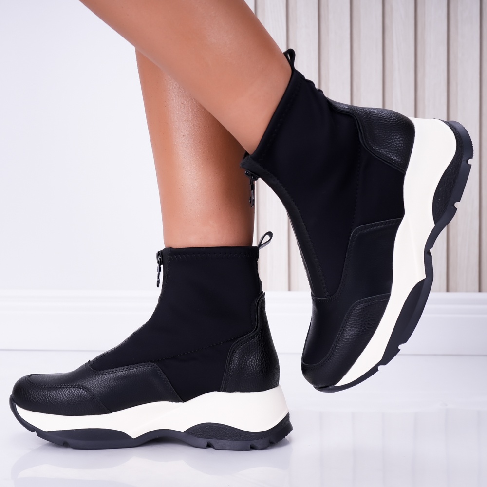 Sneakers dama cu platforma Negri din Piele Ecologica Noemi - poza 2