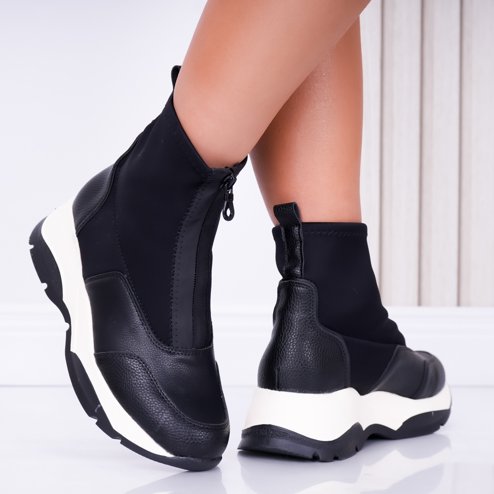 Sneakers dama cu platforma Negri din Piele Ecologica Noemi - poza 3