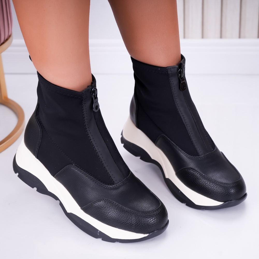 Sneakers dama cu platforma Negri din Piele Ecologica Noemi - poza 4