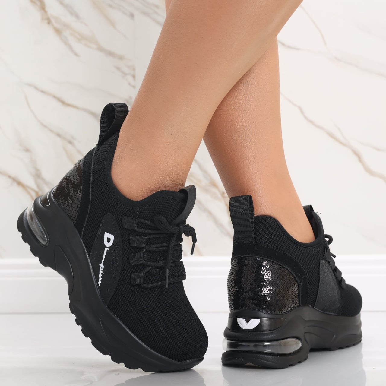 Sneakers dama cu Platforma Negri din Textil Andina - poza 1