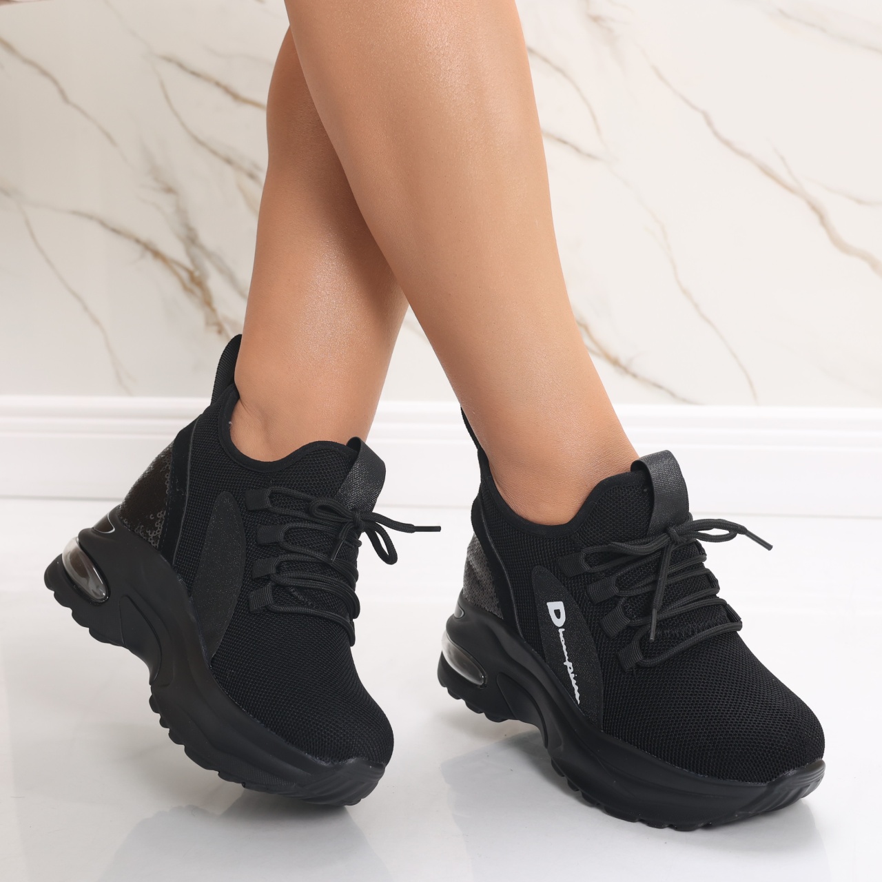 Sneakers dama cu Platforma Negri din Textil Andina - poza 2