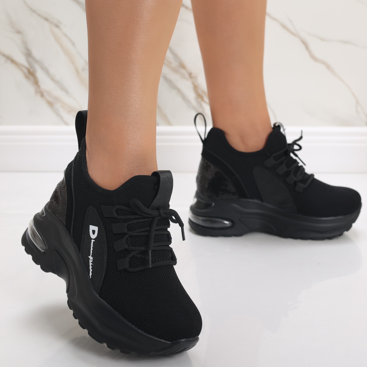 Sneakers dama cu Platforma Negri din Textil Andina - poza 3